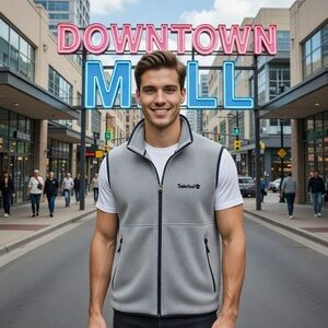 Vintage Timberland Weathergear Fleece Vest Mens XL Gray Navy Trim Gorpcore